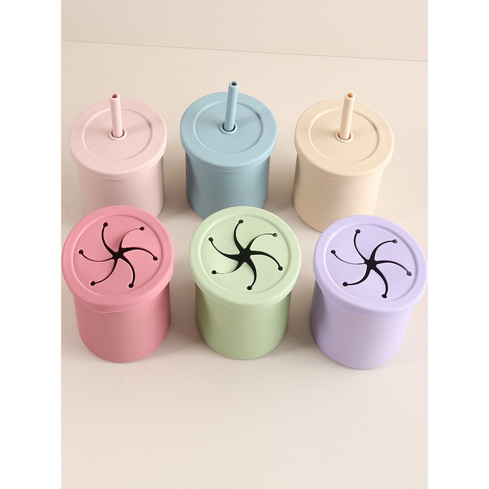 Copo de água de Silicone copo de palha copo de beber direto lanche de três propósitos de água de treinamento d