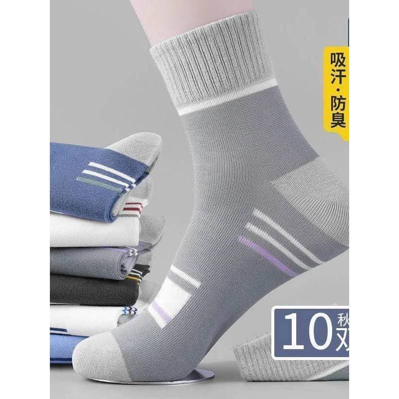 Meias tubo de comprimento médio masculino resistente ao desgaste desodorante absorvente de suor primavera outono quatro