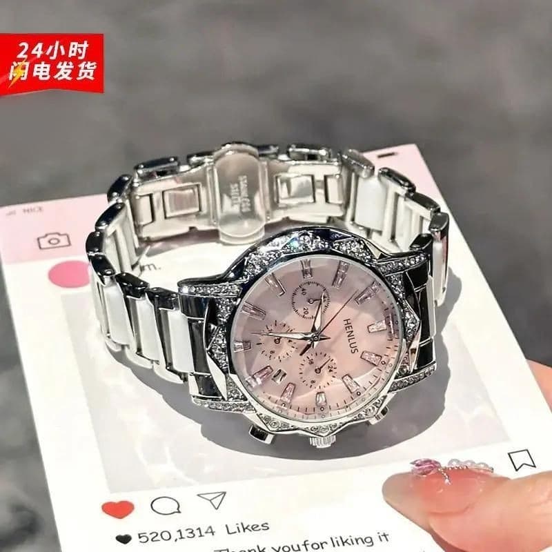 Relógio feminino 2025 luz luxo nicho estudante relógio feminino famosa marca High-End à prova dwaterproof água relógio f
