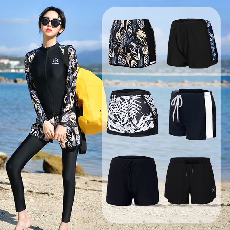 Meninas anti-reflexo troncos de natação verão estilo fino feminino Fitness esportes falso de duas peças anti-reflexo trê