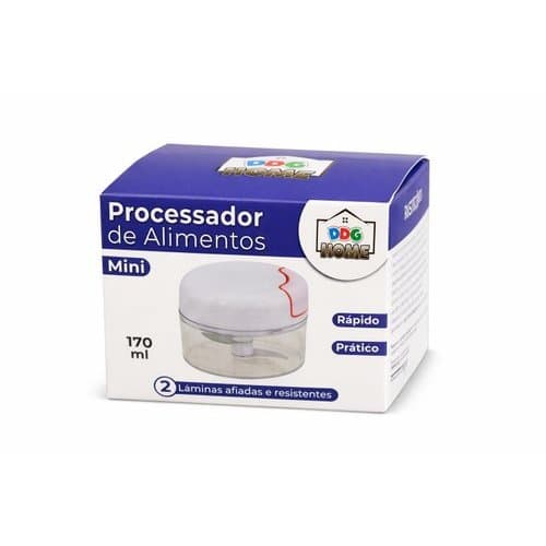 Mini Processador Manual Alimentos Com Corda Retratil Duas Laminas Facil Rápido