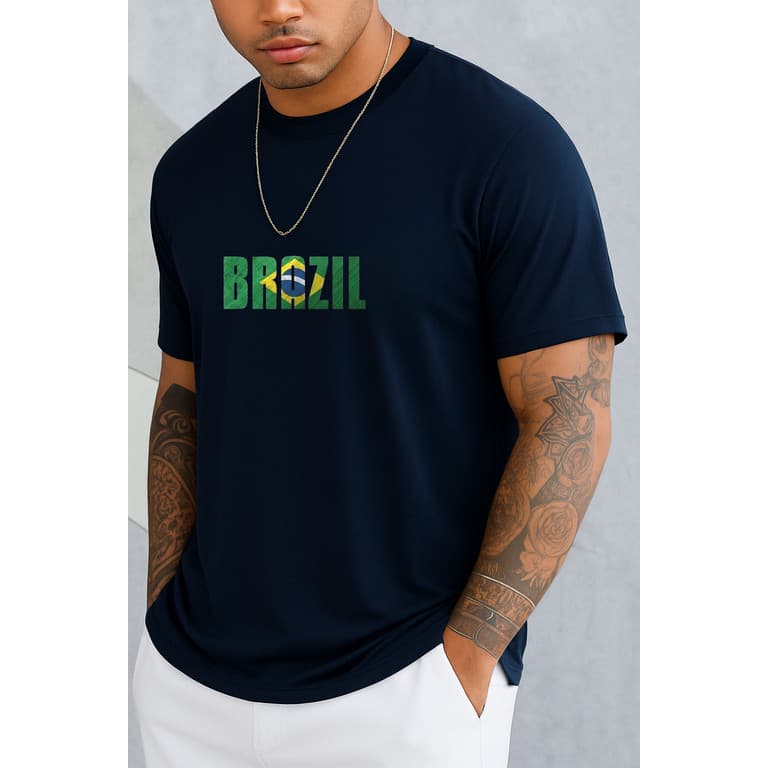 Camiseta Estampada Brasil Masculina Casual Camisa Gola Redonda Algodão Premium Confortavel e Estiloso
