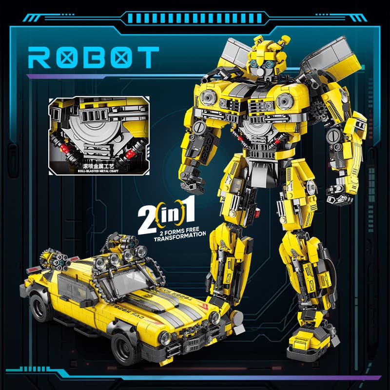 Compatível com blocos de montar, Bumblebee transformável, mecha Optimus Prime, robô carro, montagem de alta dificuldade