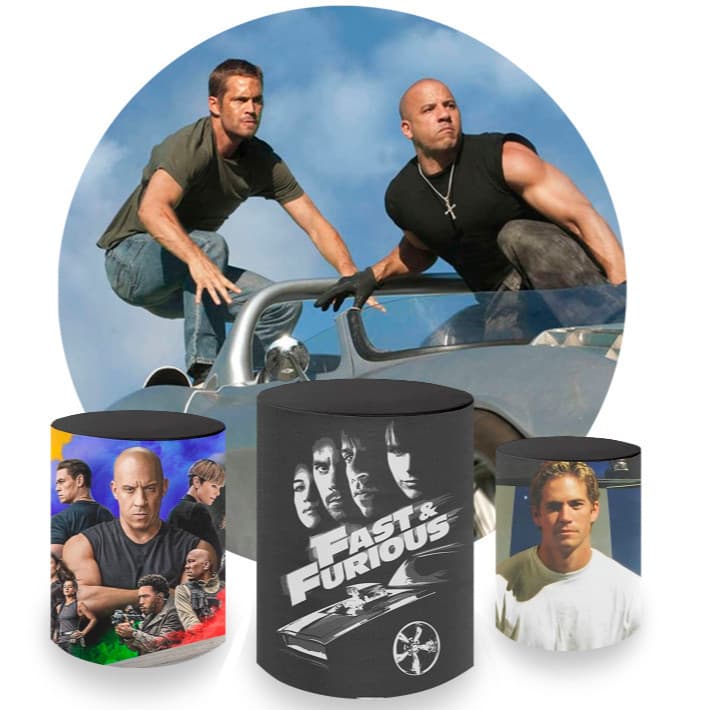 Kit Capa De Painel Redondo + Trio Cilindros Festa Tema Velozes E Furiosos | Envio ágil