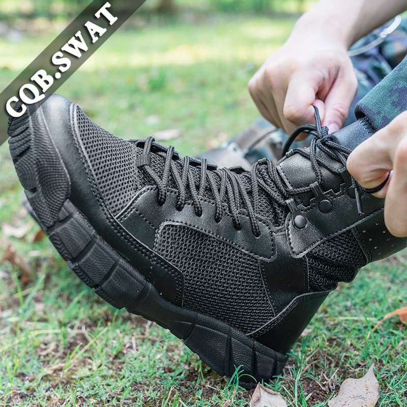 Verão respirável Mid-Top malha botas de combate tático caminhadas botas de treinamento de combate marinho lazer ao ar li
