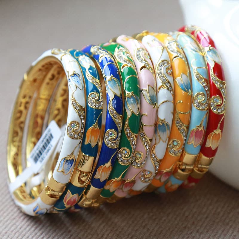 Pulseira fina de lótus cravejada de diamantes, pequena camada dupla, pulseira aberta, estilo clássico oco, presente para