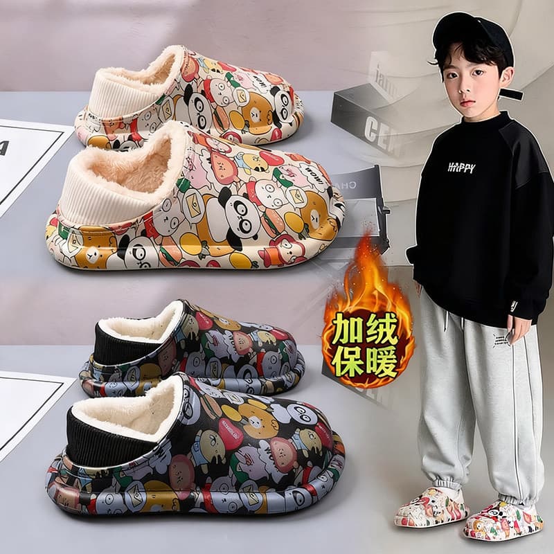 Crianças chinelos de algodão 2025 novo estilo inverno impermeável antiderrapante meninos sapatos de algodão médio grande