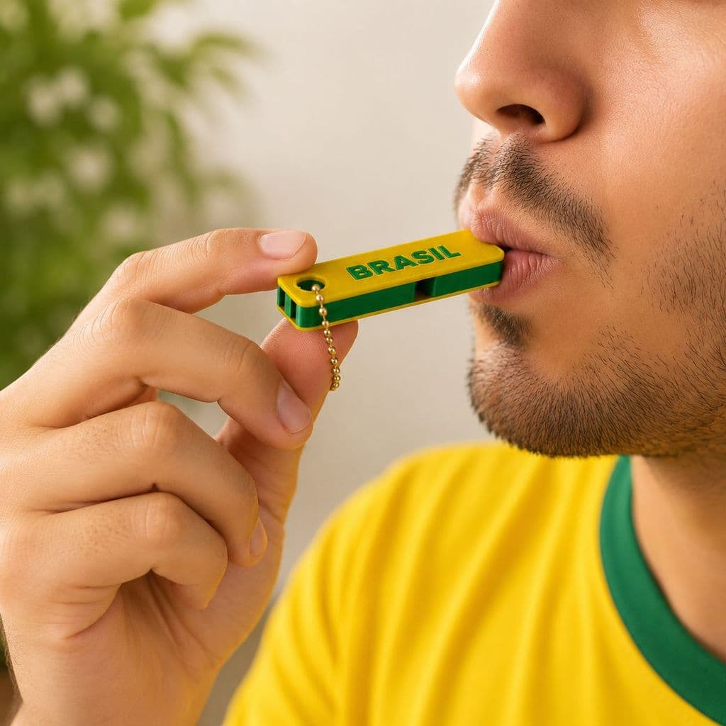 CHAVEIRO MINI APITO COMEMORAÇÃO EM ESTILO TIMES BRASIL