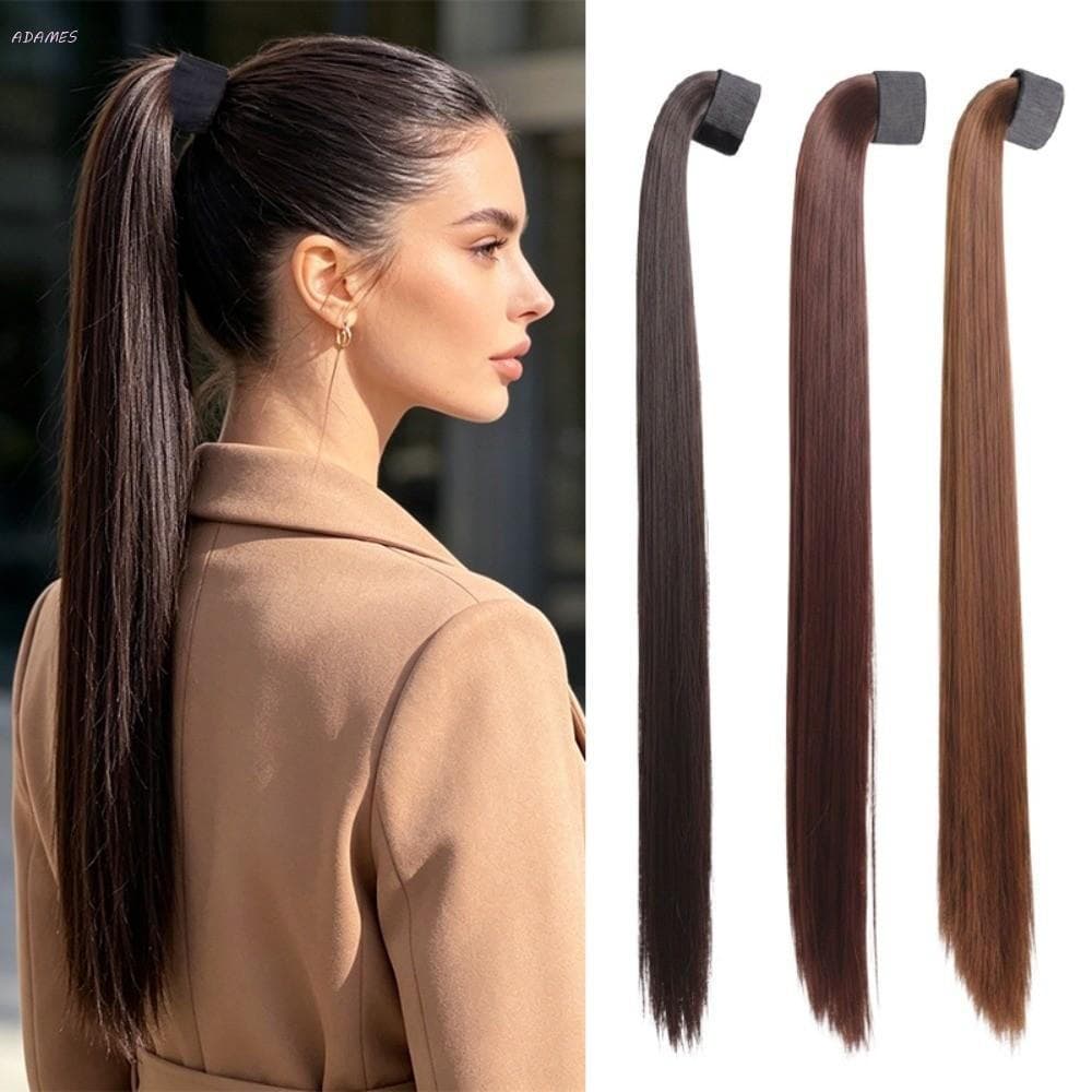 Peruca De Rabo De Cavalo Longo E Reto ADAMES , Clipe De Extensões De Cabelo Em , Sintético