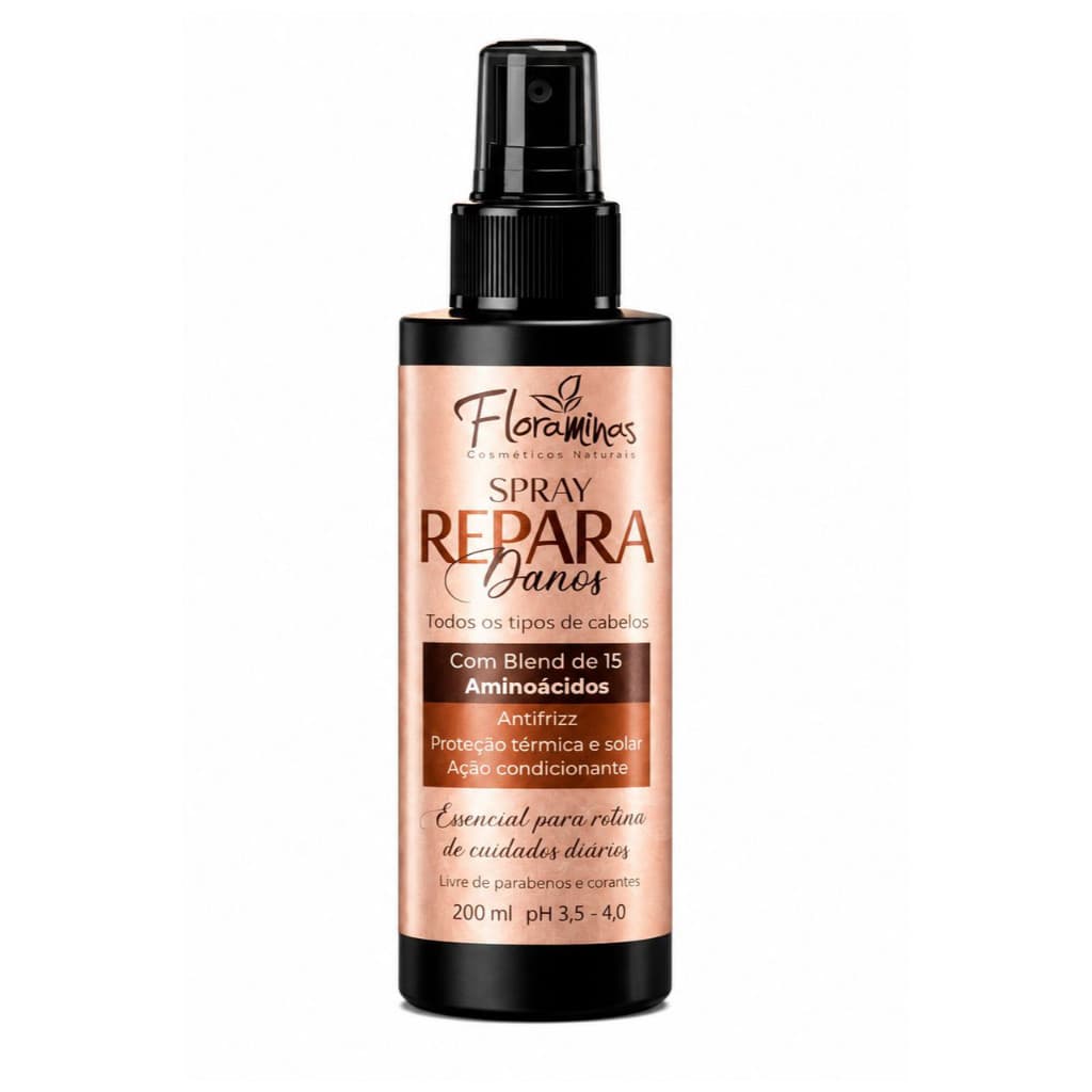 Spray Repara Danos Multifuncional Força, reparação, Brilho e Maciez para os Cabelos 200ml Floraminas