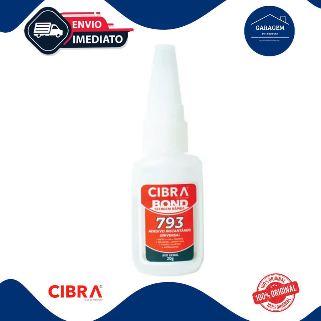 Cola Instantânea 793 Cibra 20G Multiuso Profissional Para Madeira Metal Borracha