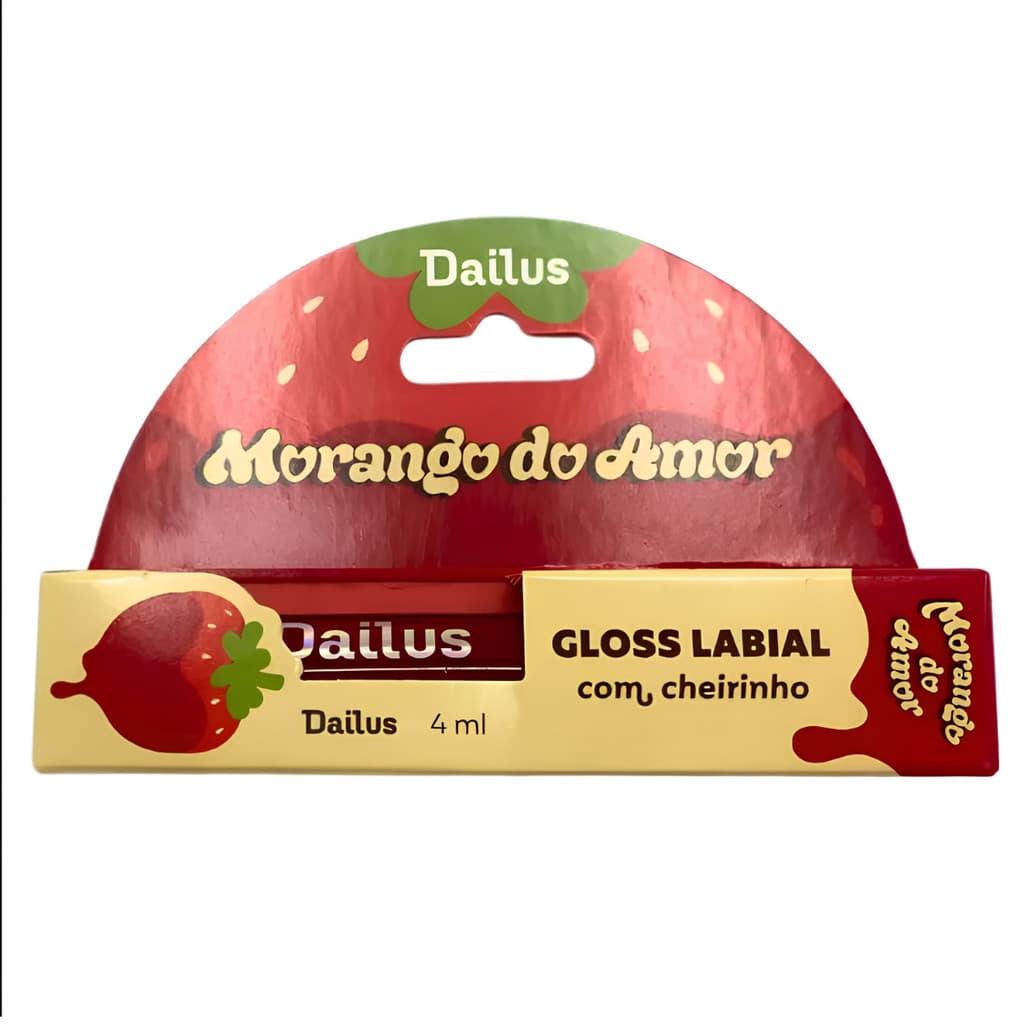 Gloss Labial Dailus Morango do Amor Lip Brilho Intenso 4ml
