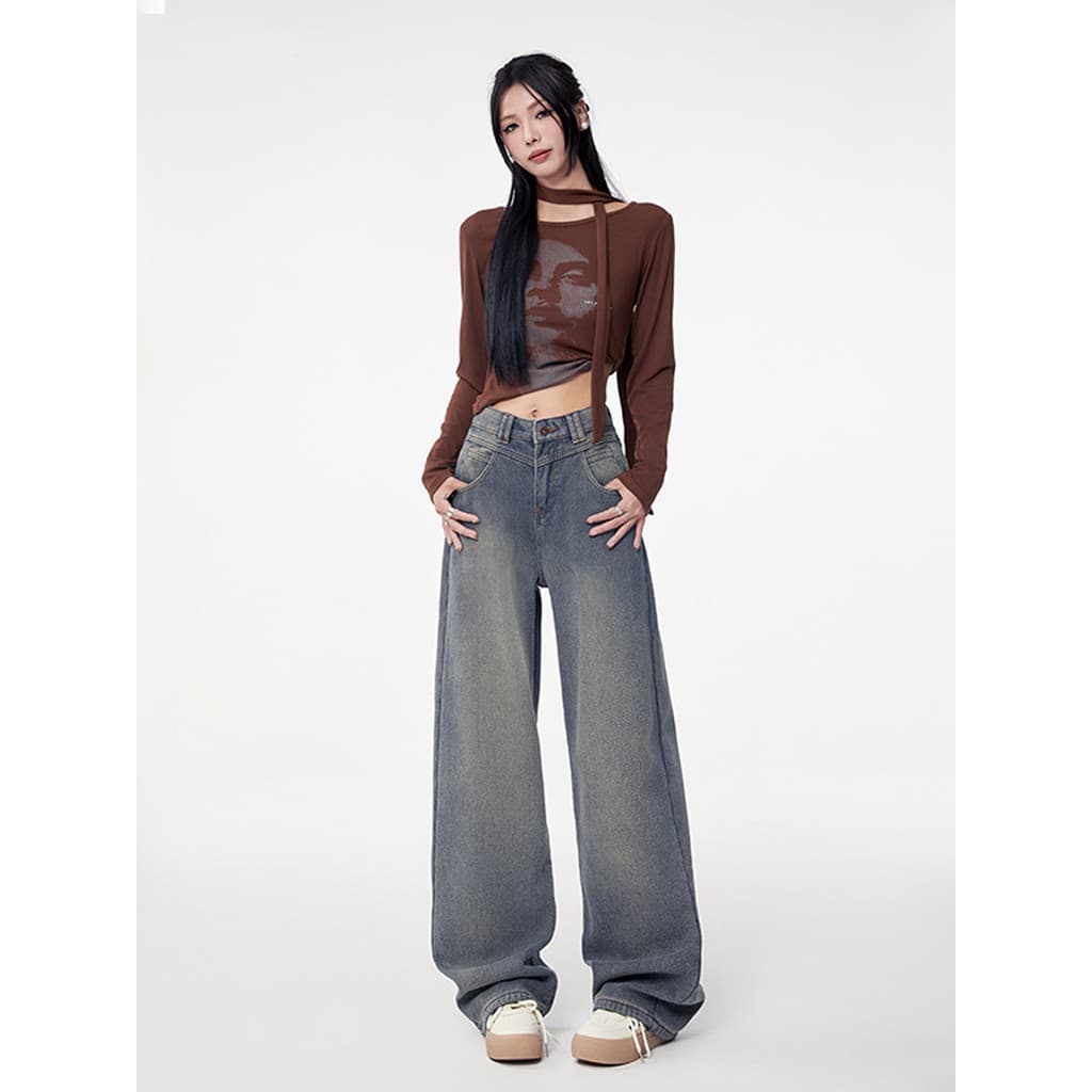Vfvk Jeans 2026 novo estilo feminino estreito perna larga pequenas senhoras calças de perna reta calças de verão mulhere