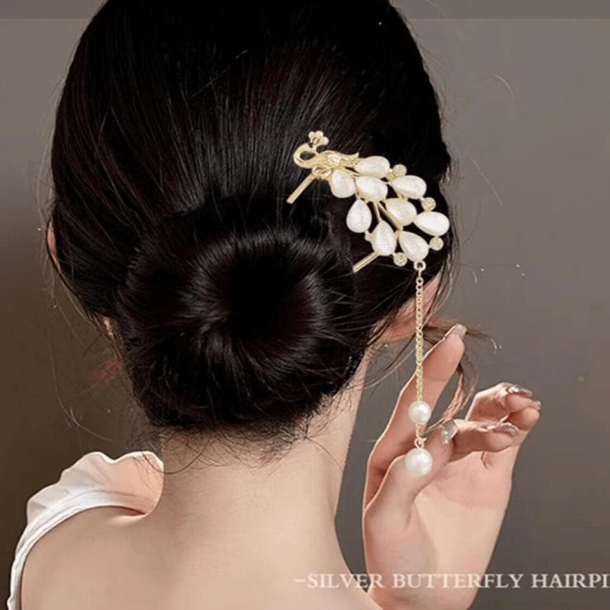 Novo estilo chinês pavão hairpin estilo antigo fada passo agitando hairpin High-End sentimento placa hairpin Super fada