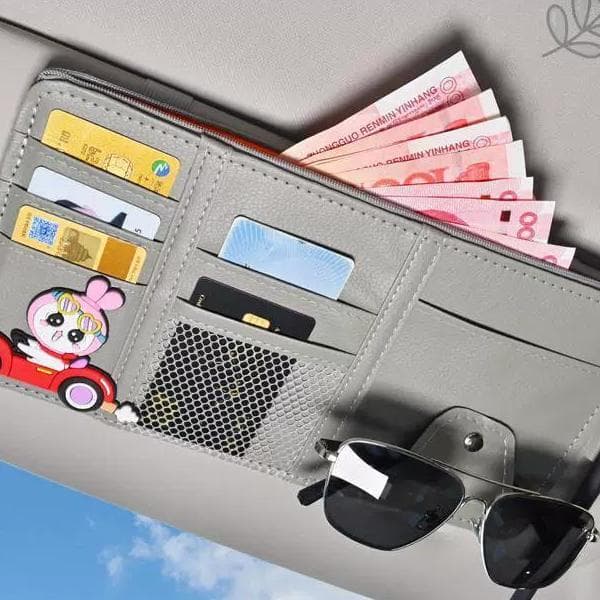 Carro de armazenamento de viseira de sol carro Multi-função Interior do carro espelho clipe cartão de armazenamento saco
