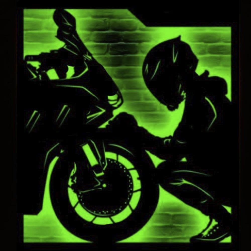 Quadro motoqueiro mobotoy de parede mdf led rgb