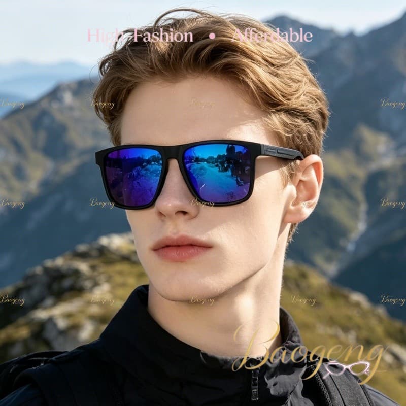 (BAOGENG) Estilo Esportivo Caminhadas Corrida Praia Pesca Personalidade Aro Completo Óculos De Sol Unissex Polarizados N