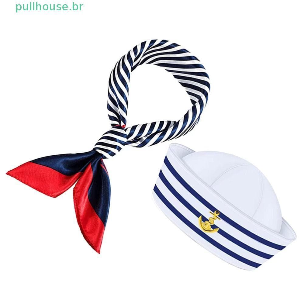 Boné De Navio De Marinheiro PULLHOUSE , Chapéu De Capitão De Iate Confortável , Fantasia De Barco , Cachecol De Hallowee