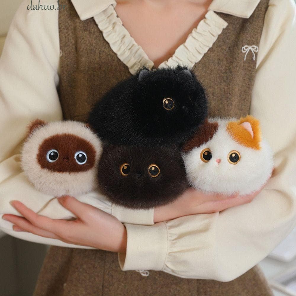 DAHUO Gato Brinquedos De Pelúcia , Animais Dos Desenhos Animados Gatinho Bonecas , Redondo Fofo 20cm Preto Crianças Brin