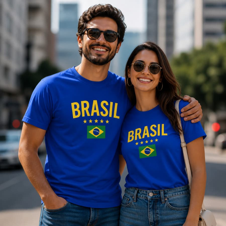 Kit 2 Camisetas Casal Copa Torcedor Brasil Camisas do Hexa Lançamento