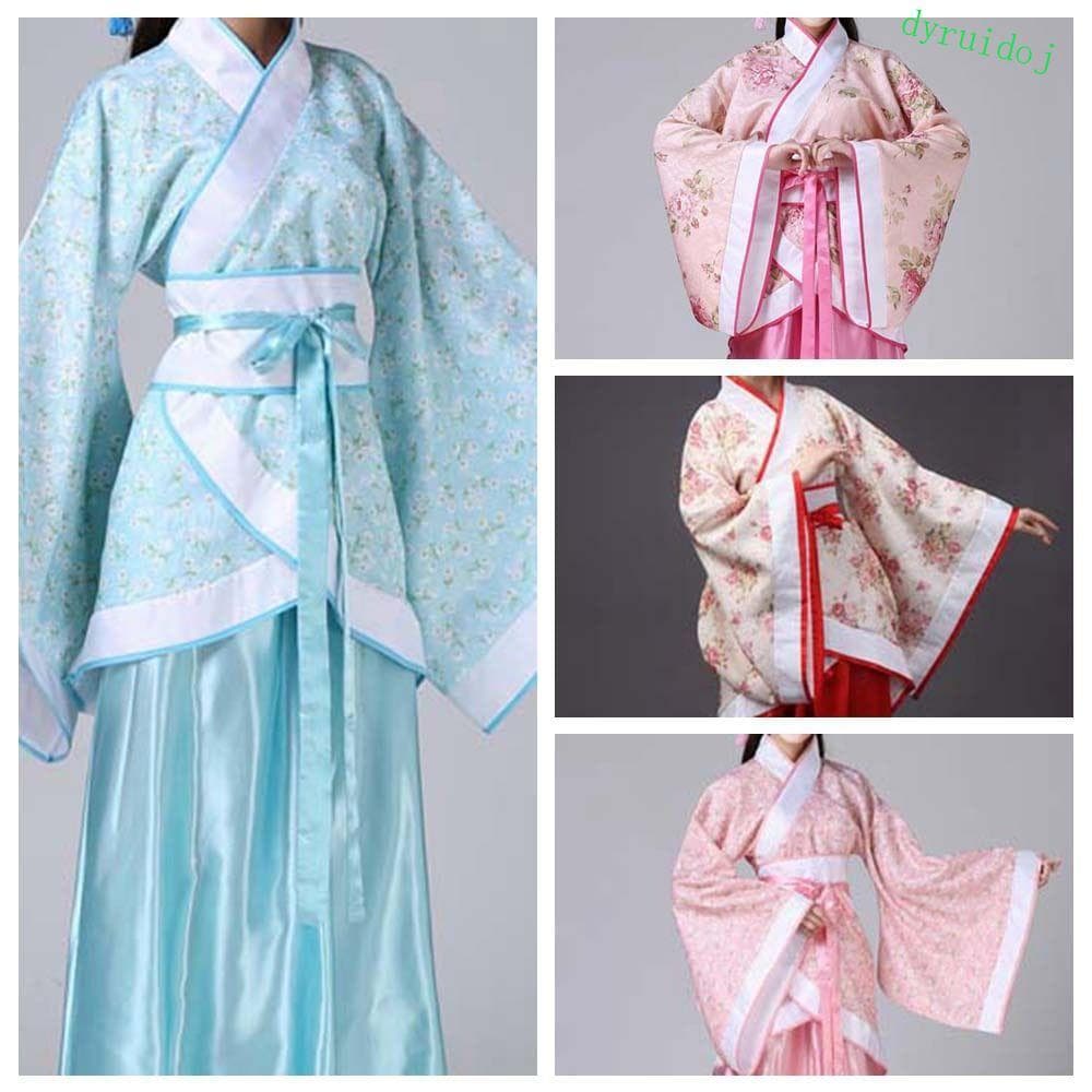 DYRUIDOJ1 Vestido Antigo Chinês , Bordado De Flores , Dinastia Han Tang , Saia Hanfu Chinesa , Dança Folclórica