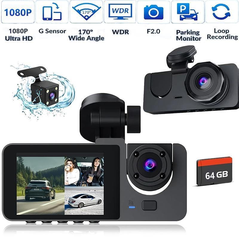 Oferece descontos todos os dias |       Câmera frontal e traseira para carro em Full HD 1080P, vem com um cartão SD de 6
