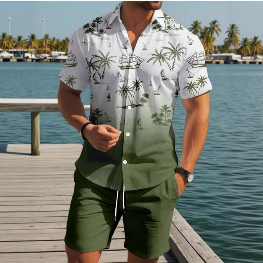Nova camisa masculina de manga curta 3D digital impresso quatro lados elástico digital masculino de manga curta