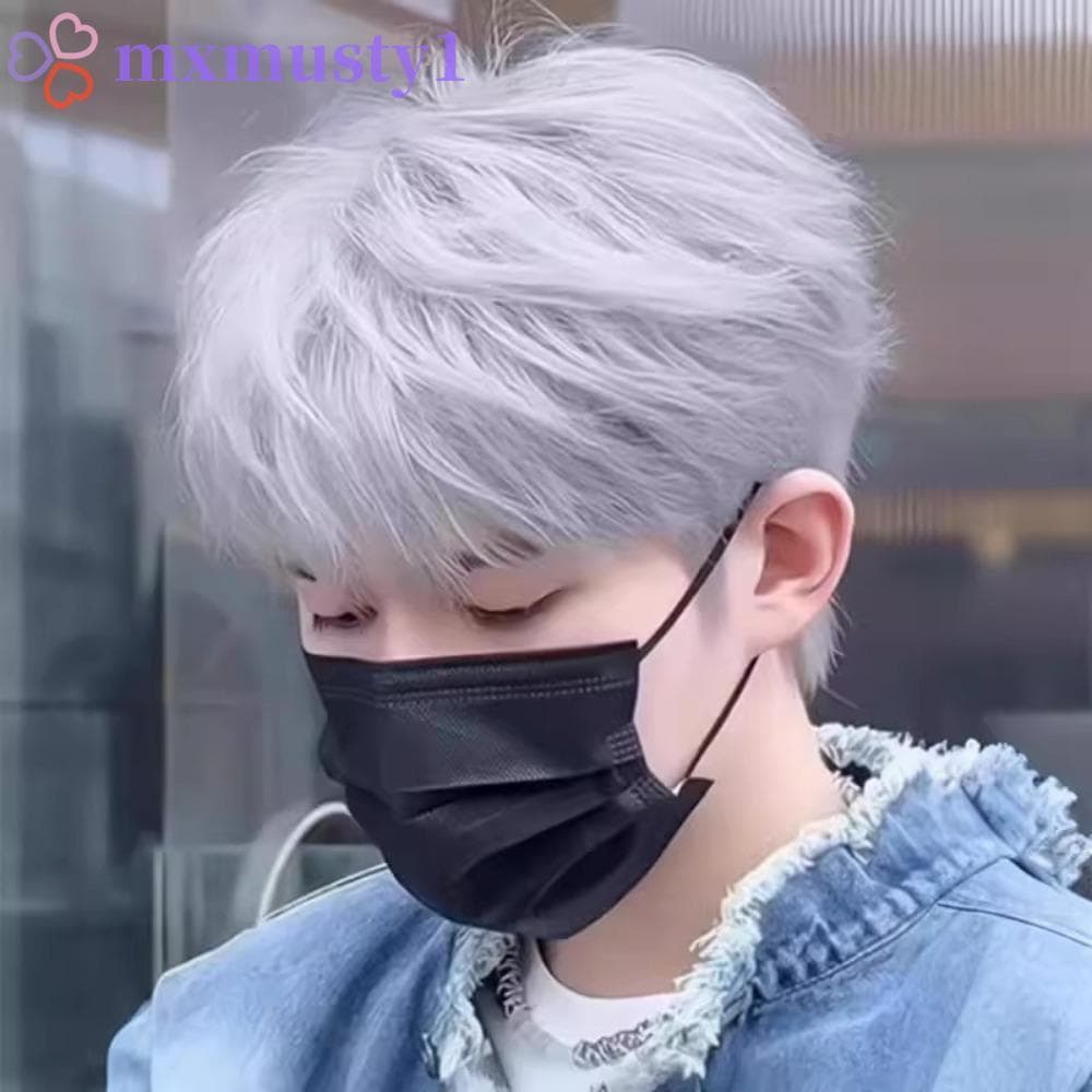 MXMUSTY Anime Perucas Masculinas , Peruca Curta Reta Em Camadas Resistente Ao Calor , Cabelo Sintético Fofo Cosplay Masc