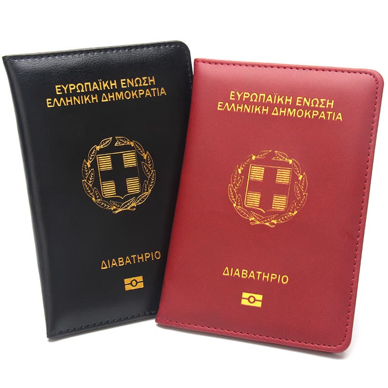 Grécia porta-passaporte capa protetora viagem europeia no exterior couro passaporte livro caso simples fino portátil pas