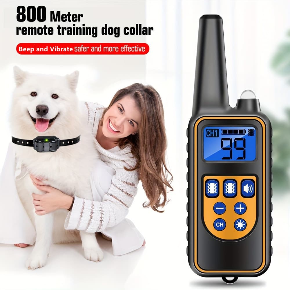 Coleira de Treinamento Remoto para Cães Anti-Latido com Vibração e Bipe para Parar o Latido do Animal de Estimação E-Col