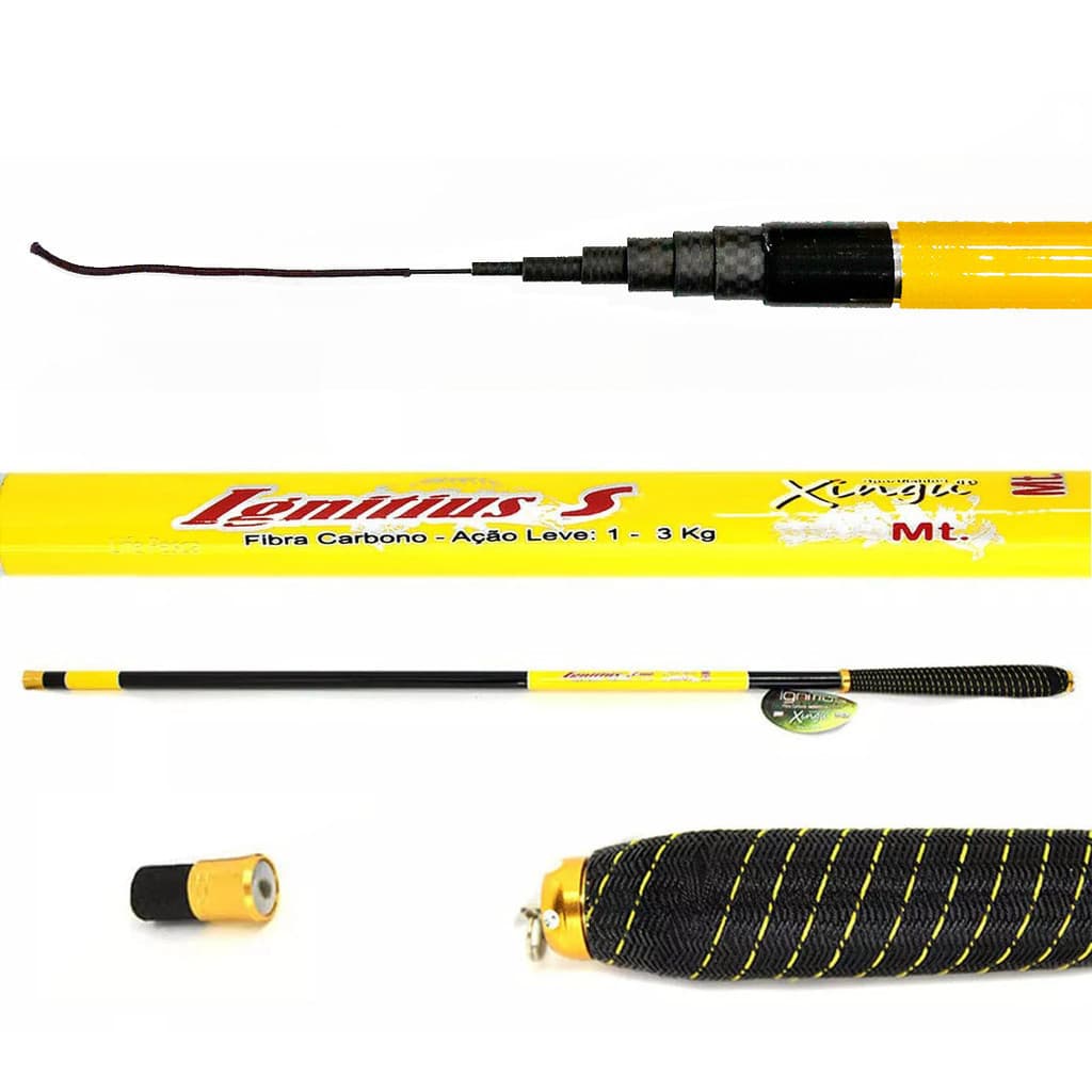 Varas de Pesca Telescópicas Carbon Red, Carbono, Marca Xingu - 4.50 - 5.40 - 6,30 metros