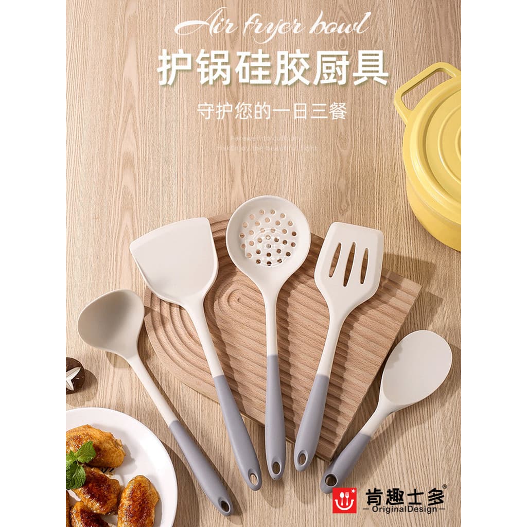 Kenqu Shiduo Espátula de Silicone Leite Branco Cinza Duas Cores de Qualidade Alimentar Resistente a Altas Temperaturas P