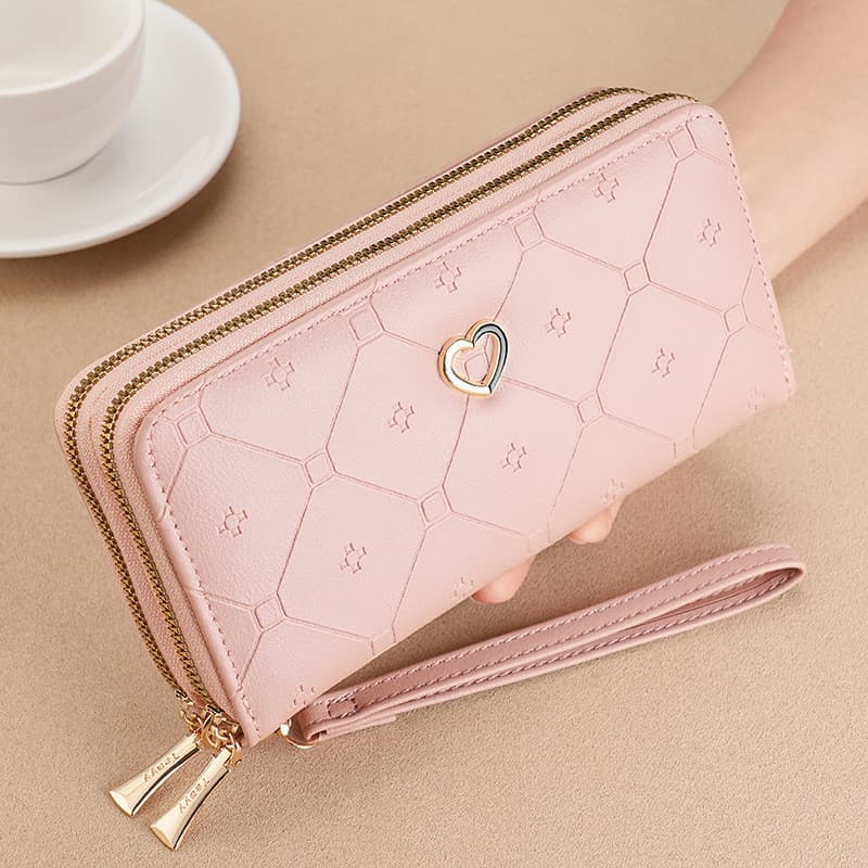 Carteira Feminina Grande com Zíper Longo, Dupla Camada, Elegante e Multifuncional, Bolsa de Mão LMUL