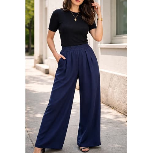 Calça Feminina Alfaiataria Wide Leg Social Pantalona