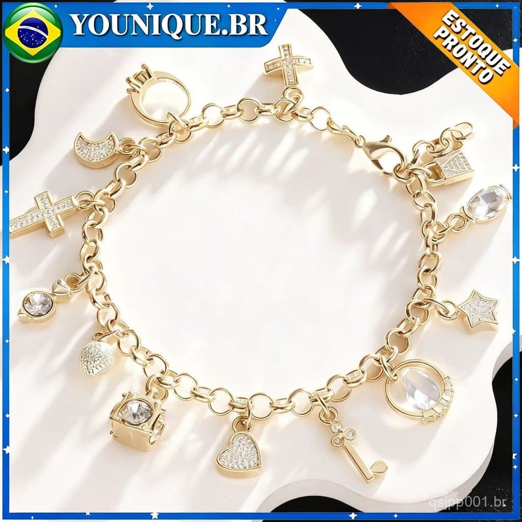 Pulseira de prata esterlina 925 banhada a ouro com contas acessórios de joias da moda para festa de noivado feminina
