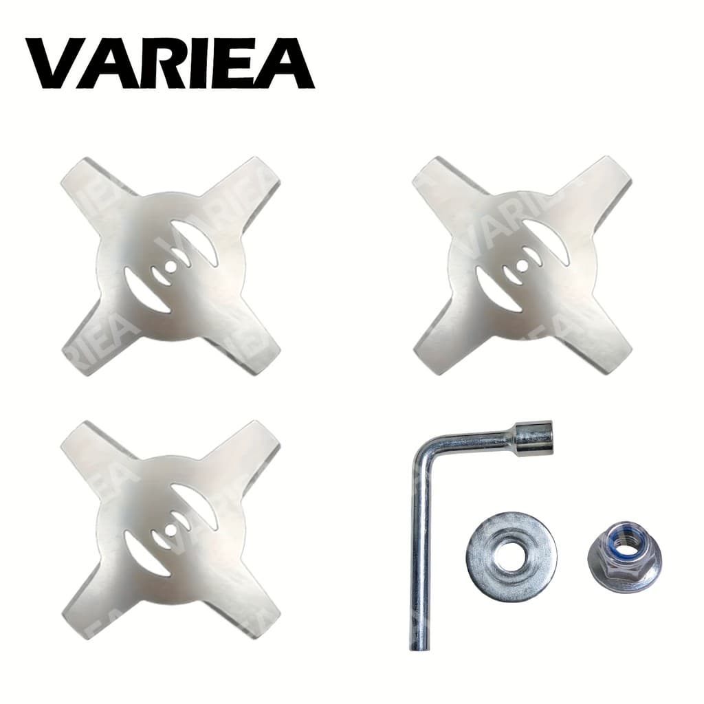 Lâminas de cortador de grama de aço durável VARIERA-3 4T, equipadas com adaptador, acessórios para cortador de grama, lâ