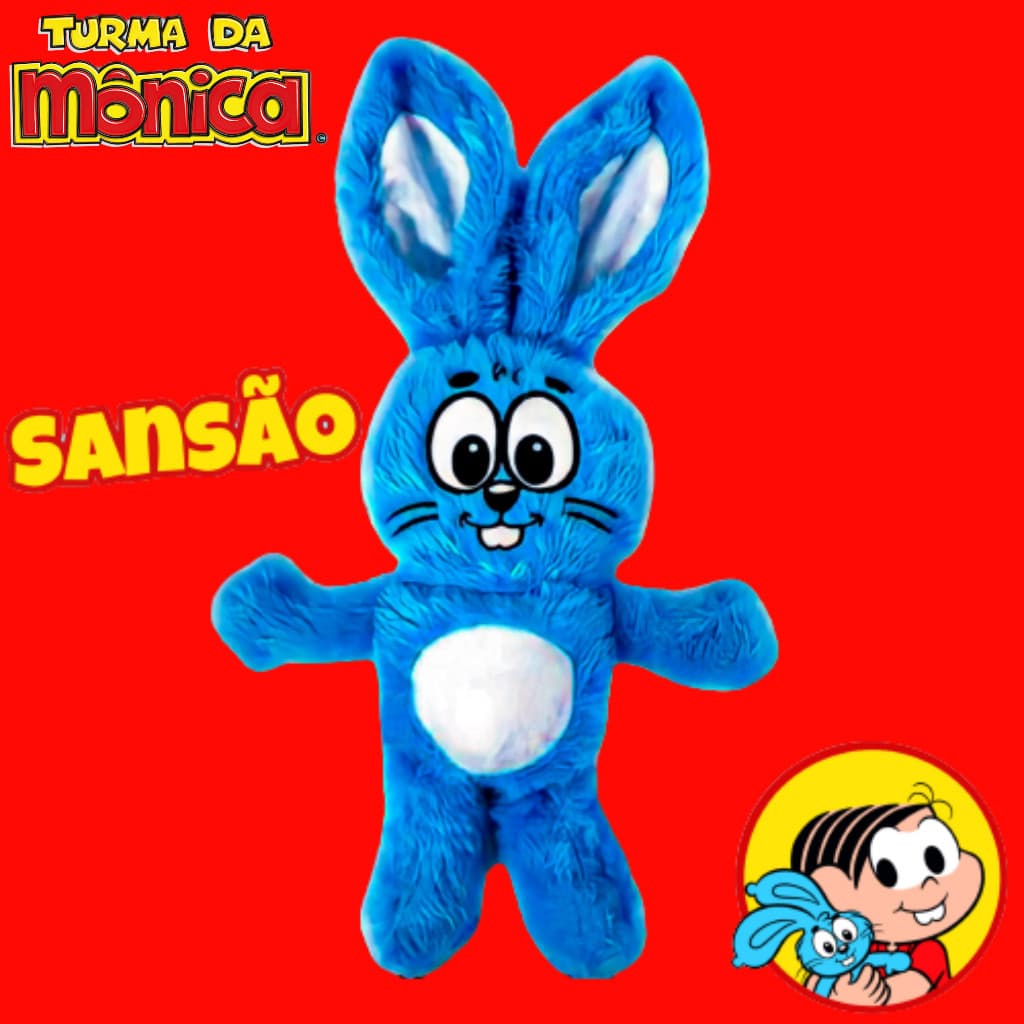 sansão turma da monica fofinho azul Boneco De Pelucia Coelho 50cm