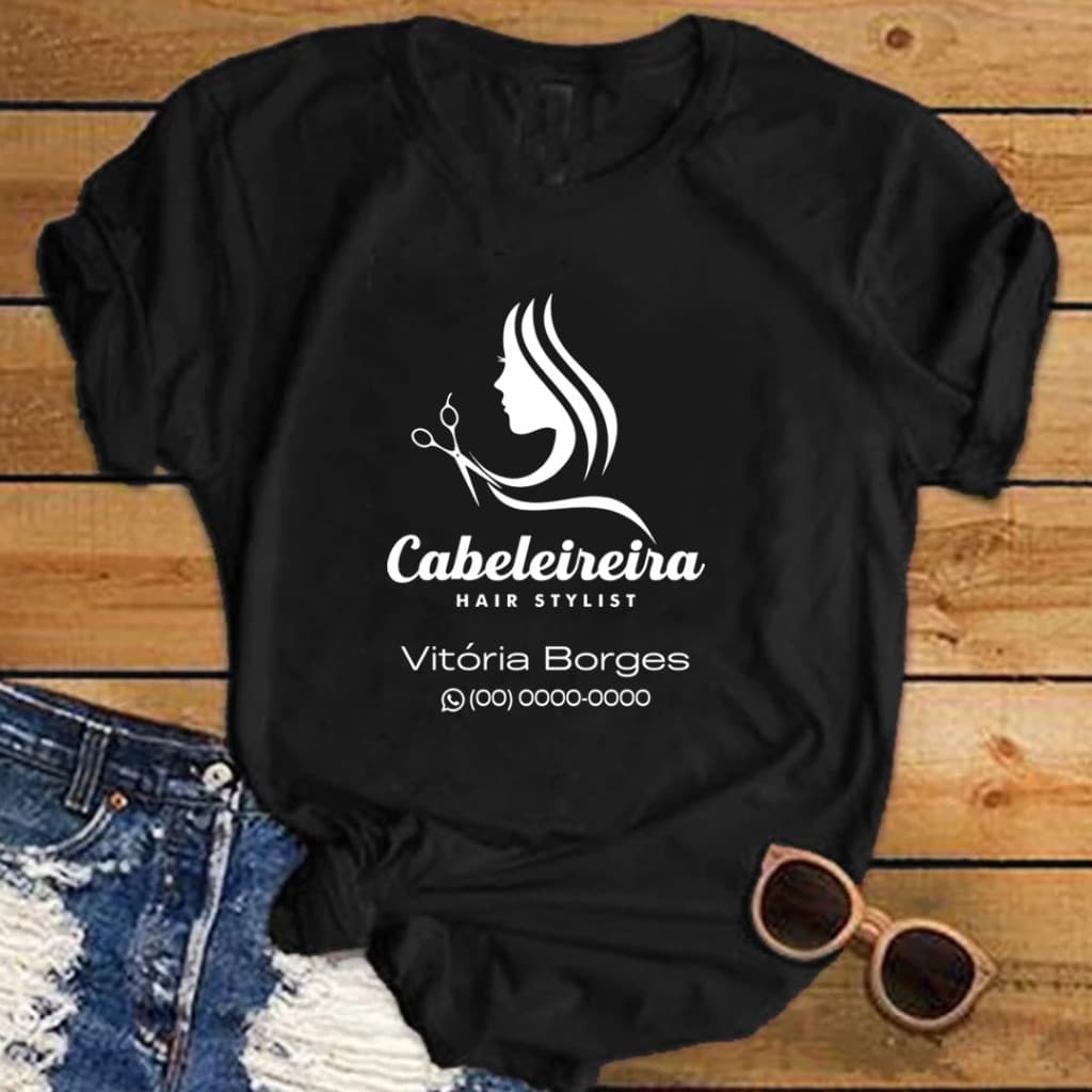 Camiseta Baby Look Cabeleireira / Hair Designer / Hair Stylist - Personalizada Com Seu Nome