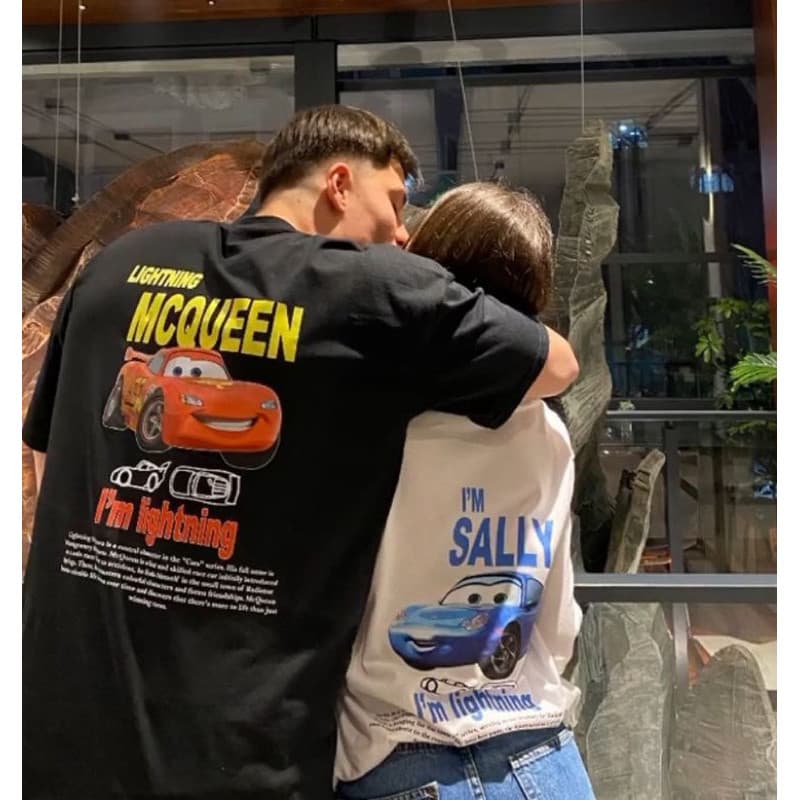 Kit 2 Camisetas Casal Carros McQueen Sally Presente Namorados Amigos 100% Algodão Envio Imediato