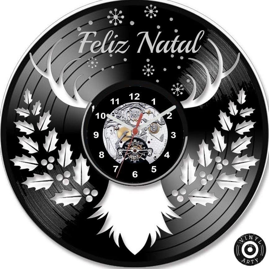 Relógio de Parede Relógio de parede Natal - Relógio De Relógios de parede 30cm Disco de Vinil Decora