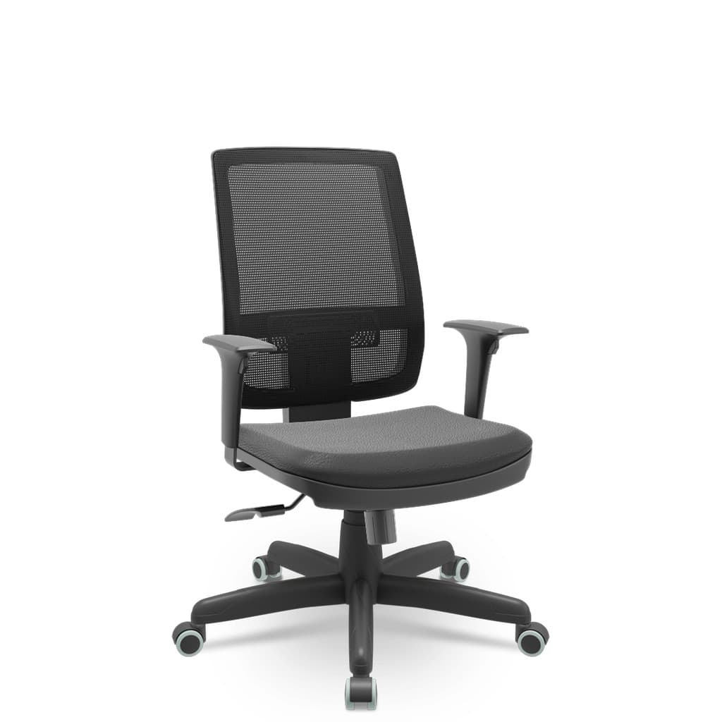 Cadeira Brizza Relax Bracos Reguláveis Tela Sintético Preto Plaxmetal Nacional