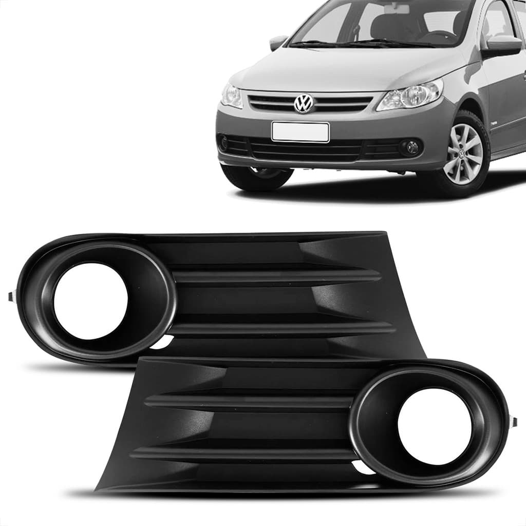 Par Grade Moldura Do Farol De Milha C/ Furo e Friso Preto Gol Voyage Saveiro G5