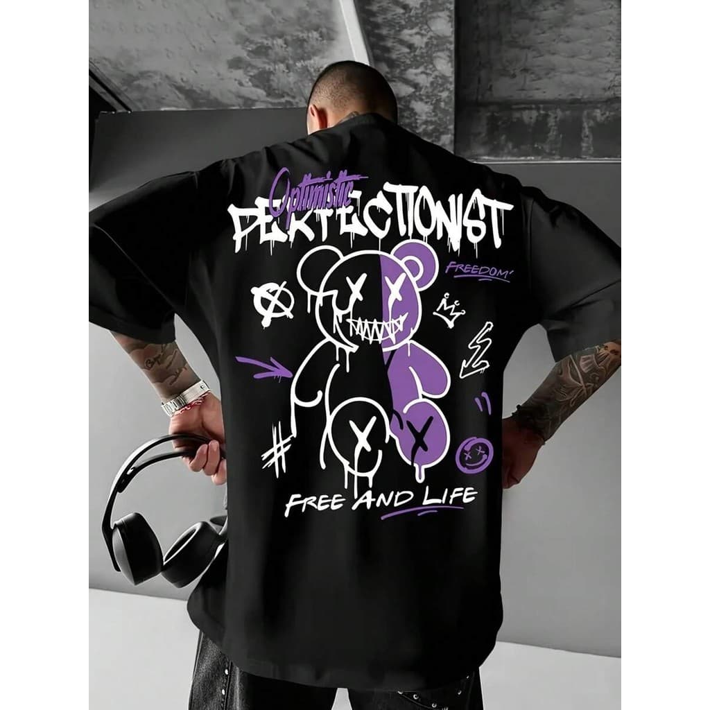 Camiseta Masculina Algodão Adulto Infantil Perfectionist Otimist Uso Cartoon Basico swag Streetwear Over Moda Premium