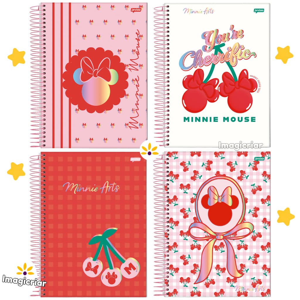 Caderno Universitário Minnie Arts Jandaia - 1 ou 10 Matérias | Cerejas