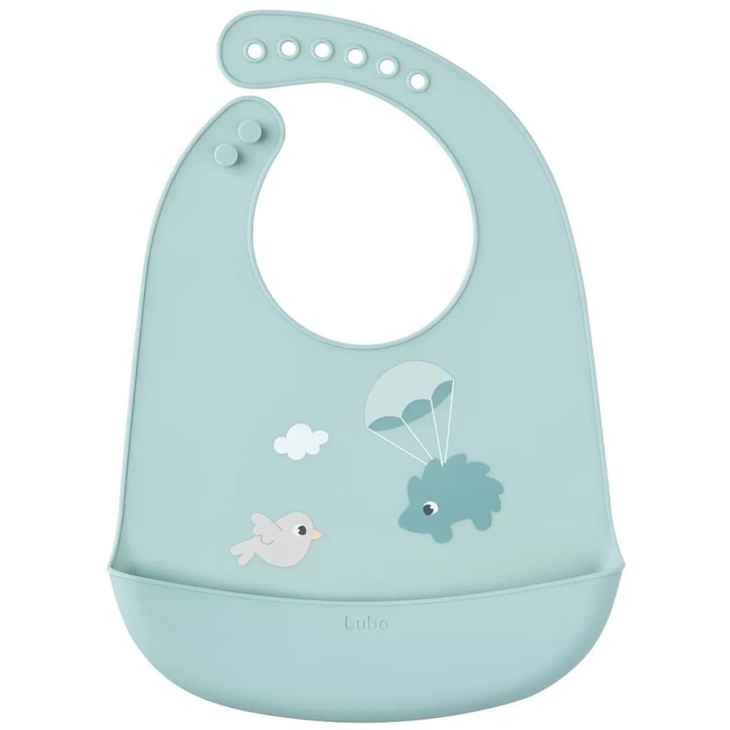 Babador Silicone Com Pega Migalhas Cloudy Verde - Buba