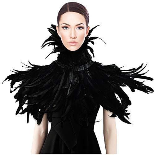 Preto Bruxa Pena Colar Corvo Xale Traje Halloween Asas De Cisne Luvas Accessories Cape for Women and Men Party 9T2T
