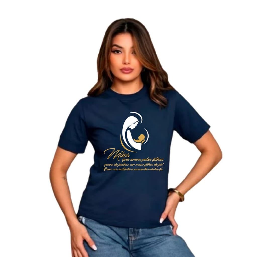 Camiseta Mães Que Oram Pelos Filhos Católica Baby Look Visco