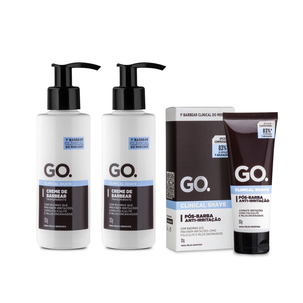 Kit 2 Shaving Cream Clinical Grátis Pós-barba anti foliculite pelos encravado cicatrizantes Go Man