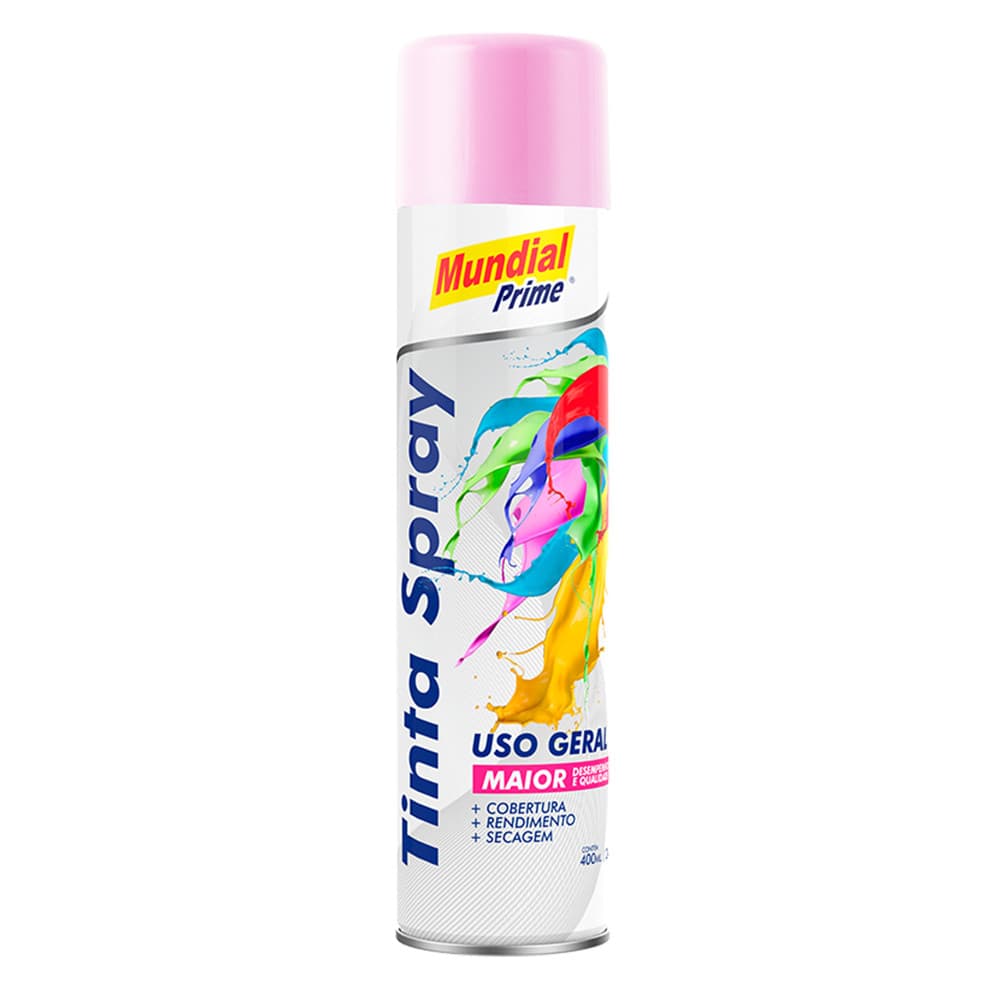 Tinta Spray Rosa Uso Geral 400ml Mundial Prime Alta Cobertura