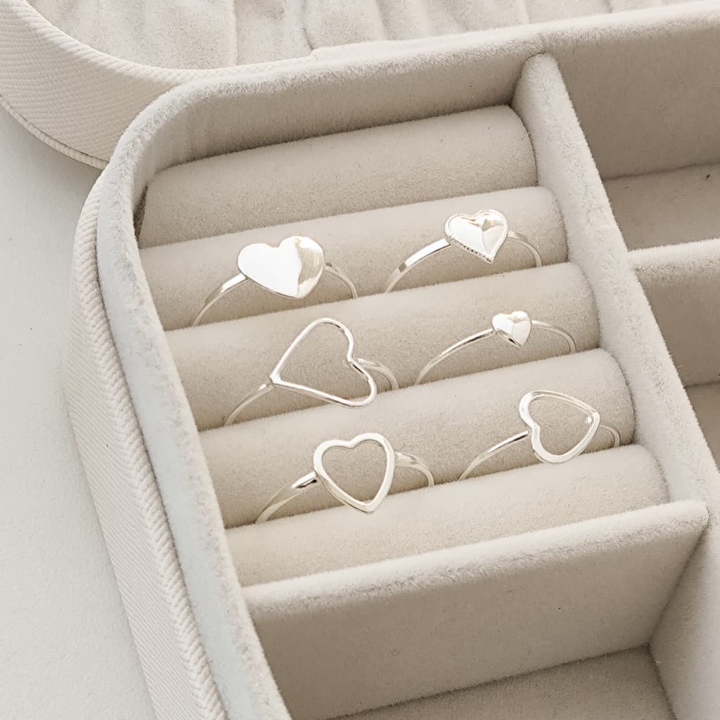 ANEL DE PRATA 925 LISA FALANGE ANEIS CORAÇÃO DELICADO MINIMALISTA FINO LISO BRILHANTE